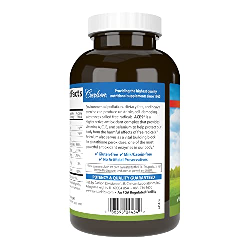 Carlson - ACES, Vitamins A, C, E + Selenium, Cellular Health & Immune Support, Antioxidant, 300 Softgels