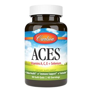 carlson - aces, vitamins a, c, e + selenium, cellular health & immune support, antioxidant, 90 softgels