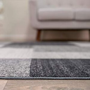 Rugshop Modern Boxes Design Non-Slip (Non-Skid) Area Rug 5 X 7 (5' 3" X 7' 3") Gray