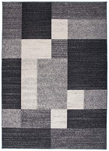 Rugshop Modern Boxes Design Non-Slip (Non-Skid) Area Rug 5 X 7 (5' 3" X 7' 3") Gray