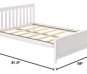 Max & Lily Full Bed, Wood Bed Frame with Headboard For Kids, Slatted, White