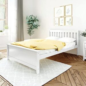 max & lily full bed, wood bed frame with headboard for kids, slatted, white