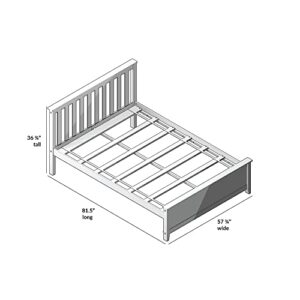 Max & Lily Full Bed, Wood Bed Frame with Headboard For Kids, Slatted, White