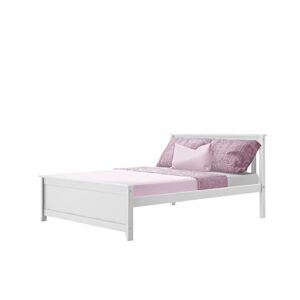 Max & Lily Full Bed, Wood Bed Frame with Headboard For Kids, Slatted, White