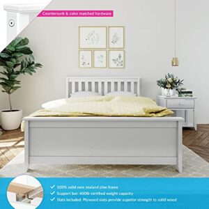 Max & Lily Full Bed, Wood Bed Frame with Headboard For Kids, Slatted, White