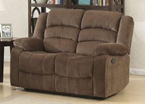 ac pacific bill modern upholstered living room manual recliner with padded pillow top armrests & reclining seat, loveseat, brown
