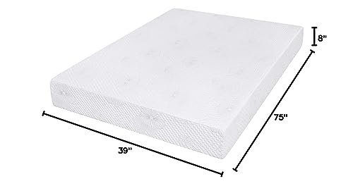 PrimaSleep 8 in Solar Memory Foam, Twin,White Mattress