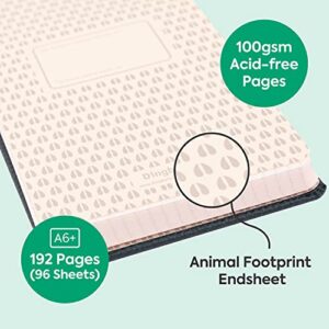 Dingbats A6+ Wildlife Notebook Journal Hardcover, Cream 100gsm Ink-Proof Paper, 6.1 x 4.3 inches, 192 pages (Green Deer, Dotted)