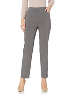 alfred dunner women's allure slimming missy stretch pants-modern fit, grey, 12