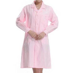 nanxson(tm men’s women’s long sleeve doctor uniform lab uniform coat white cf9005 (xl, women pink)
