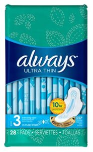 always pads ultra thin size 3-28 count extra long super (2 pack)