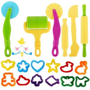 Play Dough Tools Kit Playdough Toys with Animal Molds Rolling Pins Tool Set for Kids Creative Dough Cutting Accessories, 25pcs