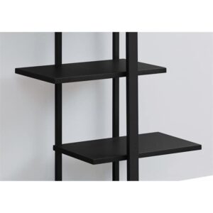 Monarch Specialties I 7231 Bookshelf, Bookcase, Etagere, 5 Tier, 60" H, Office, Bedroom, Metal, Laminate, Black, Contemporary, Modern