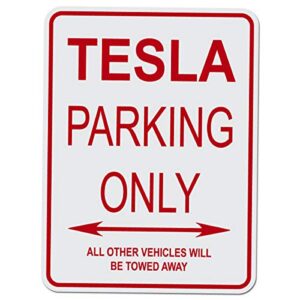 tesla parking only aluminum street sign