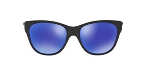 oakley women's oo9357 hold cateye sunglasses, polished black/violet iridium polarized, 55 mm