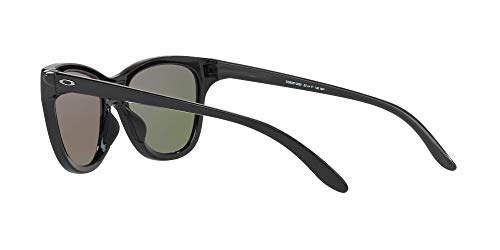 Oakley Women's OO9357 Hold Cateye Sunglasses, Polished Black/Violet Iridium Polarized, 55 mm