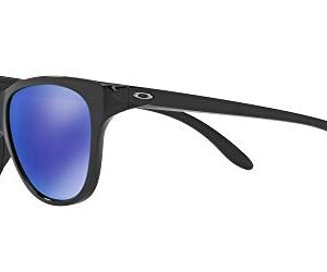 Oakley Women's OO9357 Hold Cateye Sunglasses, Polished Black/Violet Iridium Polarized, 55 mm