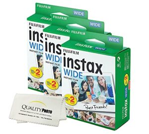 fujifilm instax wide instant film for fujifilm instax wide 300, 200, and 210 cameras w/microfiber cloth by quality photo (60 exposures) …
