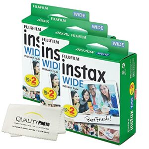 Fujifilm instax Wide Instant Film for Fujifilm instax Wide 300, 200, and 210 Cameras w/Microfiber Cloth by Quality Photo (60 Exposures) …