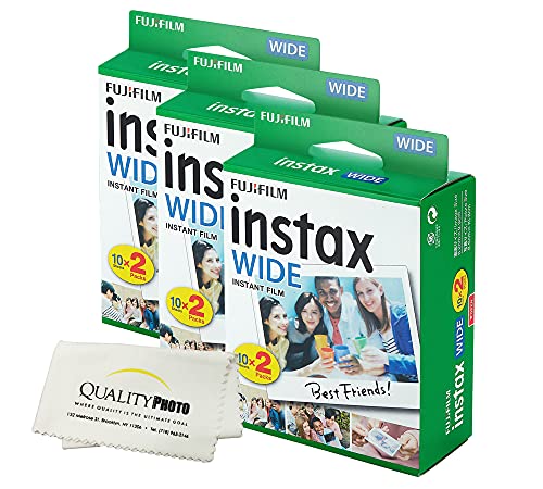 Fujifilm instax Wide Instant Film for Fujifilm instax Wide 300, 200, and 210 Cameras w/Microfiber Cloth by Quality Photo (60 Exposures) …