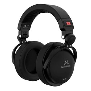 soundmagic hp151 over-ear wired headphones for monitoring & recording, closed-back hifi stereo headsets for audiophiles, work with all audio devices, adjustable & collapsible design, black