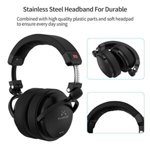 SoundMAGIC HP151 Over-Ear Wired Headphones for Monitoring & Recording, Closed-Back HiFi Stereo Headsets for Audiophiles, Work with All Audio Devices, Adjustable & Collapsible Design, Black