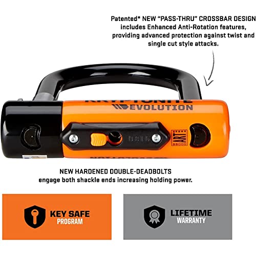 Kryptonite Evolution Mini-7 Bike U-Lock with Cable, Heavy Duty Anti-Theft Bicycle U Lock, 13mm Shackle and 10mm x4ft Length Security Cable with Mounting Bracket and Keys
