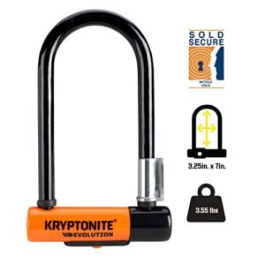 Kryptonite Evolution Mini-7 Bike U-Lock with Cable, Heavy Duty Anti-Theft Bicycle U Lock, 13mm Shackle and 10mm x4ft Length Security Cable with Mounting Bracket and Keys