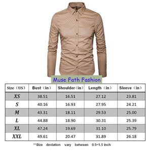 MUSE FATH Men’s Button Down Dress Shirt-Cotton Casual Long Sleeve Shirt-Party Dress Shirt-Navy Blue-L