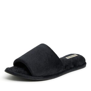 dearfoams women's beatrice velour slide slipper, black, x-large