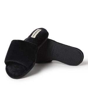 Dearfoams Women's Beatrice Velour Slide Slipper, Black, X-Large