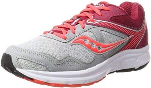 saucony women's cohesion 10 grey/red running shoe 9 m us