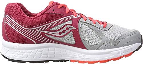 Saucony Women's Cohesion 10 Grey/Red Running Shoe 9 M US