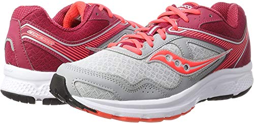 Saucony Women's Cohesion 10 Grey/Red Running Shoe 9 M US