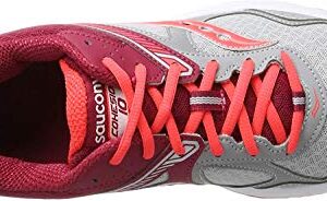 Saucony Women's Cohesion 10 Grey/Red Running Shoe 9 M US