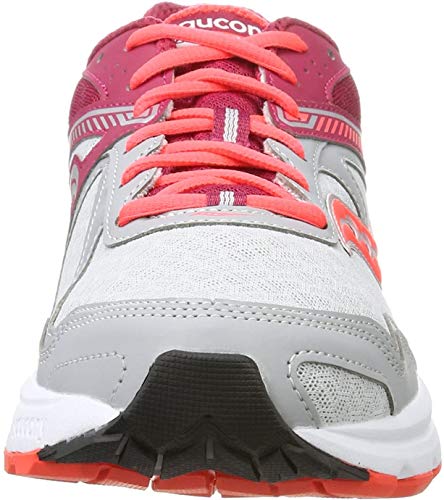 Saucony Women's Cohesion 10 Grey/Red Running Shoe 9 M US