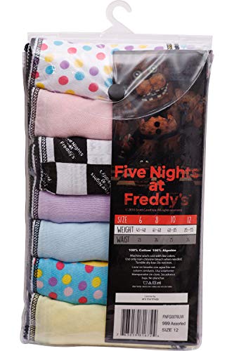 Intimo Girls' Big Five Nights at Freddy's Underwear 7 Pack, Multi, 12