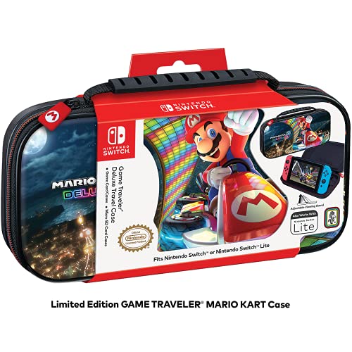 Game Traveler Mario Kart Nintendo Switch Case - Switch OLED Case for Switch OLED, Switch & Switch Lite, Adjustable Viewing Stand & Bonus Game Cases, Deluxe Handle, Licensed Nintendo Switch Game case