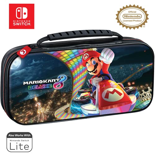 Game Traveler Mario Kart Nintendo Switch Case - Switch OLED Case for Switch OLED, Switch & Switch Lite, Adjustable Viewing Stand & Bonus Game Cases, Deluxe Handle, Licensed Nintendo Switch Game case