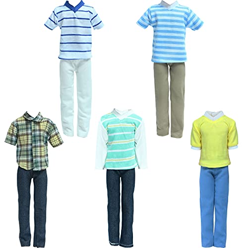 BJDBUS 5 Sets Casual Wear Shirt Trousers Doll Clothes for Boy Dolls