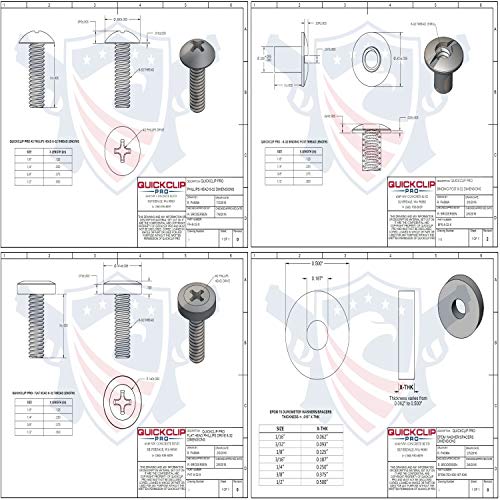 Black Chicago Screw - Thru Hole Binding Post Kit 1/8, 1/4, 3/8, 1/2 Inch Machine Screw Fasteners + Rubber Washers, QuickClipPro Kydex Leather Holster Sheath (3/8" - 10 Pack)