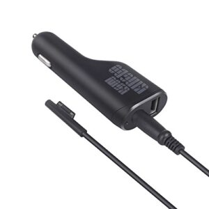 surface pro car charger surface laptop car charger, 36w 12v 2.58a power supply for microsoft surface pro 3/4/5/6/book/go, surface laptop car charger with usb 2.0 port (5ft cord) include travel case