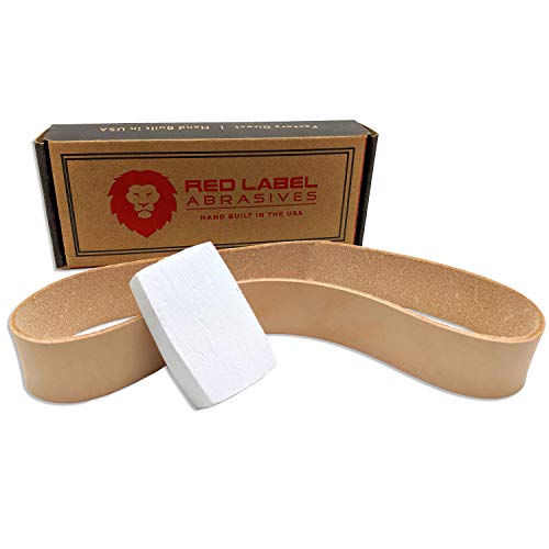 Red Label Abrasives 1 X 18 Inch Knife Maker’s Leather Honing Strop Belt with Buffing Compound (Compatible with Ken Onion Blade Grinding Attachment)