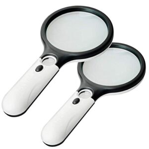 2 pack magnifier 3 led light, marrywindix 3x 45x handheld magnifier reading magnifying glass lens jewelry loupe