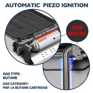 CUSIMAX Camping Grill Butane Gas Grill, Portable BBQ Grill Stove, Tabletop Stove, Piezo Electric Ignition, Camping Stove for Outdoors, Tailgating Grill, Camping and Picnics