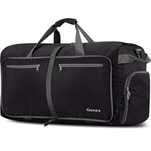 gonex 100l packable travel duffle bag, extra large luggage duffel (black)