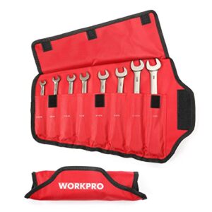 WORKPRO 8-piece Flex-Head Ratcheting Combination Wrench Set, SAE 5/16-3/4 in, 72-Teeth, Cr-V Constructed, Nickel Plating with Organizer Bag
