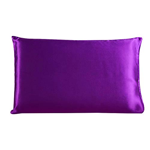 uxcell 100% Charmeuse Pure Silk Pillowcase Pillow Case Cover for Hair & Skin 350TC 19 Momme (1-Piece) Purple Travel(14x20inch)