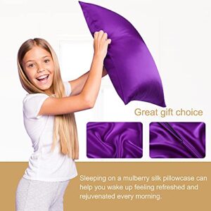 uxcell 100% Charmeuse Pure Silk Pillowcase Pillow Case Cover for Hair & Skin 350TC 19 Momme (1-Piece) Purple Travel(14x20inch)