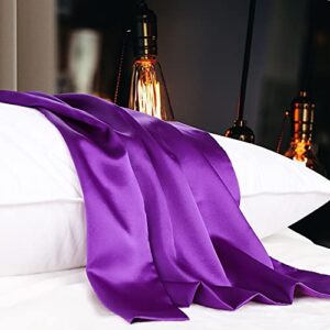 uxcell 100% Charmeuse Pure Silk Pillowcase Pillow Case Cover for Hair & Skin 350TC 19 Momme (1-Piece) Purple Travel(14x20inch)